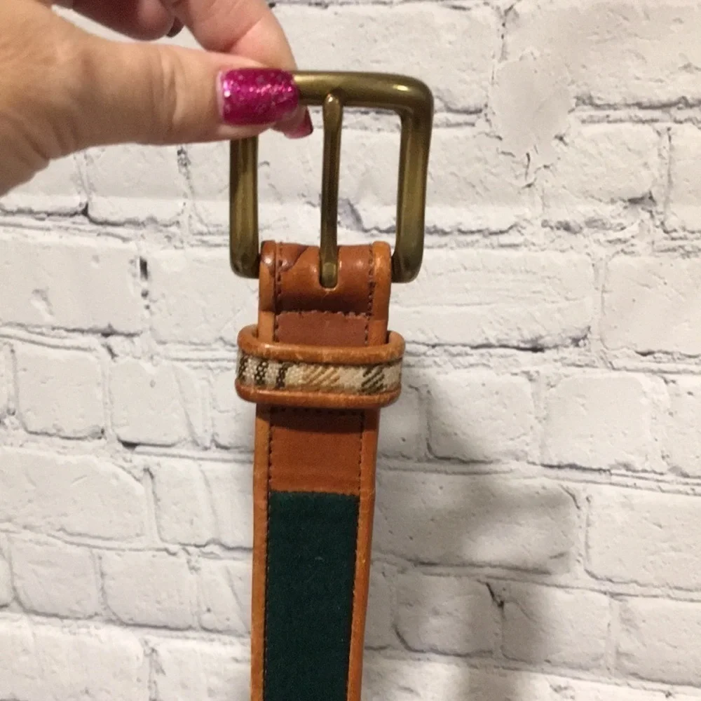 Fossil Vintage leather belt plaid design size large